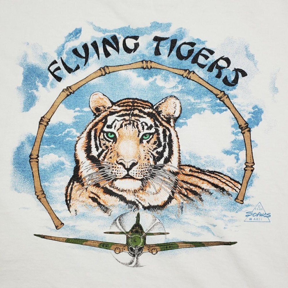 Flying Tigers Vintage T-Shirt Sophos 1992 #A021 Oneita Power-T Large